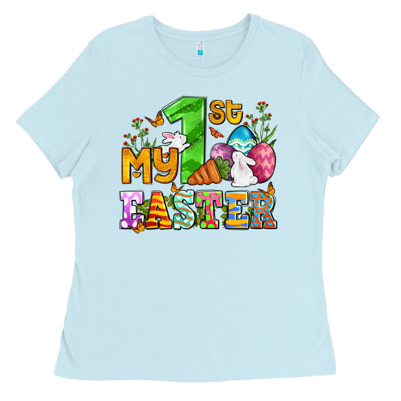Easter Day My First Easter With Eggs And Rabbits Ladies Tee by OliviaCreatesArt | Teevron