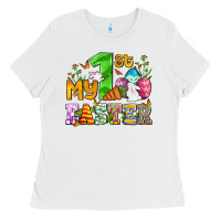 White Easter Day My first Easter with eggs and rabbits Ladies Tee - OliviaCreatesArt