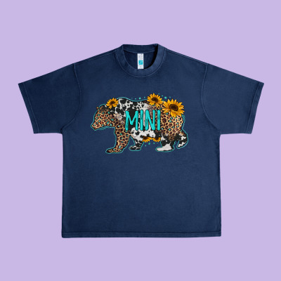Baby Bear Mini Sunflowers Leopard Cowhide Mother's Day Urban Heavy Tee Designed By Jasminsmagicworld