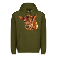 Army Green red angus calf face Premium Hoodie - LillyAllenDesigns