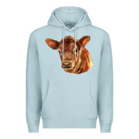 Blue Mist red angus calf face Premium Hoodie - LillyAllenDesigns