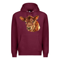 Burgundy red angus calf face Premium Hoodie - LillyAllenDesigns