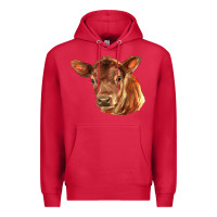 Cardinal red angus calf face Premium Hoodie - LillyAllenDesigns