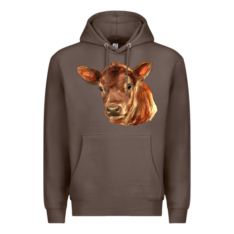Red Angus Calf Face Premium Hoodie by LillyAllenDesigns | Teevron