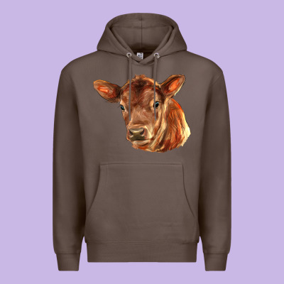 Red Angus Calf Face Premium Hoodie Designed By Lillyallendesigns
