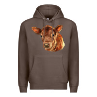 Coffee red angus calf face Premium Hoodie - LillyAllenDesigns