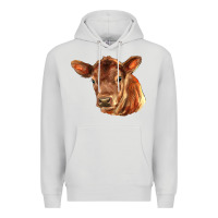 Dove Grey red angus calf face Premium Hoodie - LillyAllenDesigns
