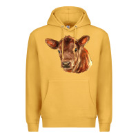 Mustard red angus calf face Premium Hoodie - LillyAllenDesigns