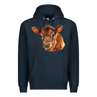 Navy red angus calf face Premium Hoodie - LillyAllenDesigns