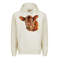 Oatmeal Heather red angus calf face Premium Hoodie - LillyAllenDesigns