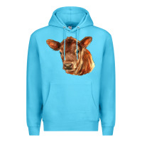 Ocean Blue red angus calf face Premium Hoodie - LillyAllenDesigns