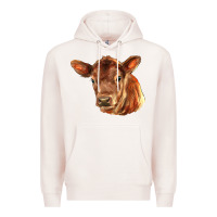 Pale Pink red angus calf face Premium Hoodie - LillyAllenDesigns