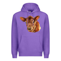 Purple red angus calf face Premium Hoodie - LillyAllenDesigns