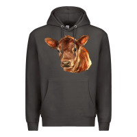 Smoke red angus calf face Premium Hoodie - LillyAllenDesigns