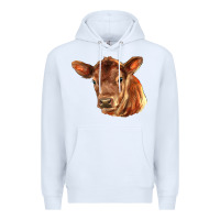 White red angus calf face Premium Hoodie - LillyAllenDesigns