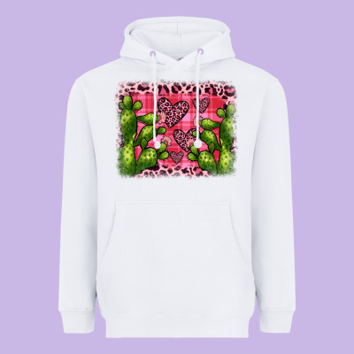 Valentine's Day Cactus Background Heavyweight Hoodie Designed By Jahusdesignshop