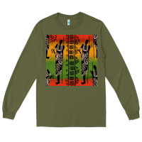 Army Green african silhouette seamless pattern Long Sleeve Tee - BundleAndBundleShop