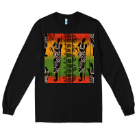 Black african silhouette seamless pattern Long Sleeve Tee - BundleAndBundleShop