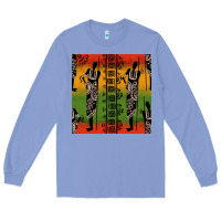 Colony Blue african silhouette seamless pattern Long Sleeve Tee - BundleAndBundleShop