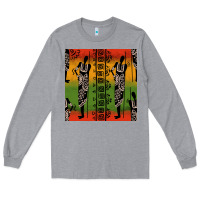 Heather Grey african silhouette seamless pattern Long Sleeve Tee - BundleAndBundleShop