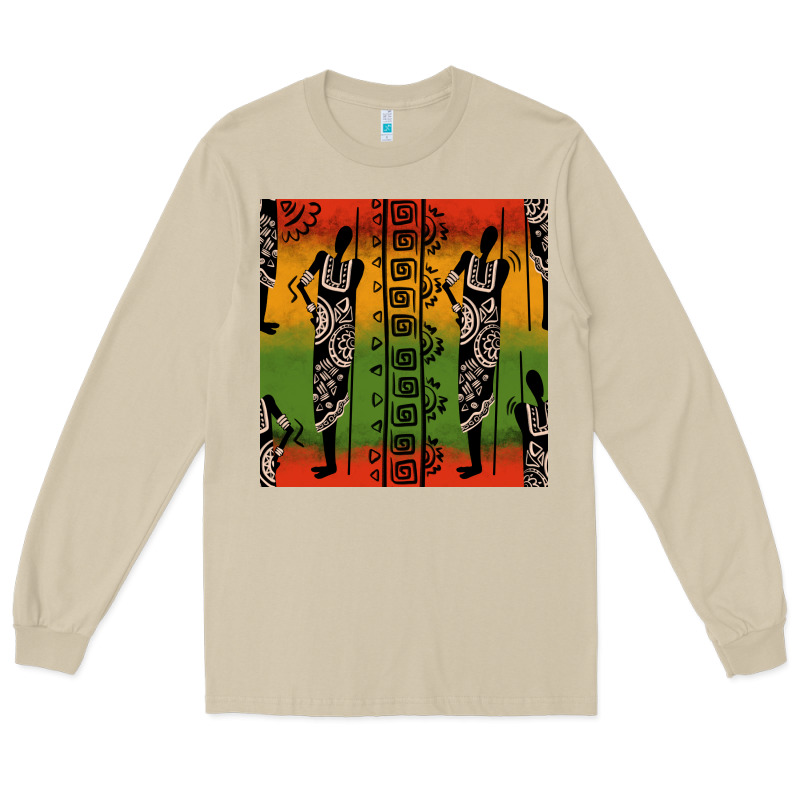 African Silhouette Seamless Pattern Long Sleeve Tee by BundleAndBundleShop | Teevron
