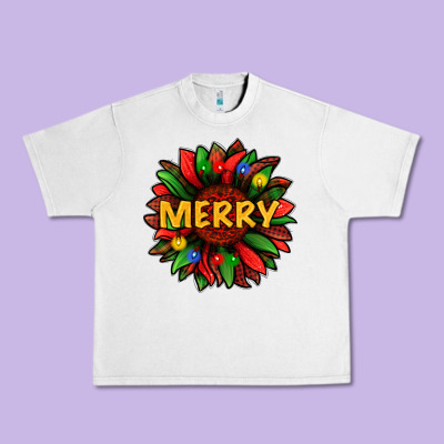 Merry Christmas With Light Sunflower Bbs Urban Heavy Tee Designed By Bundleandbundleshop