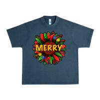 Midnight Navy merry christmas with light sunflower bbs Urban Heavy Tee - BundleAndBundleShop