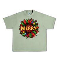 Oil Green merry christmas with light sunflower bbs Urban Heavy Tee - BundleAndBundleShop
