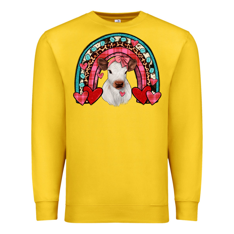 Valentines Heifer Rainbow Premium Sweatshirt by JahusDesignShop | Teevron
