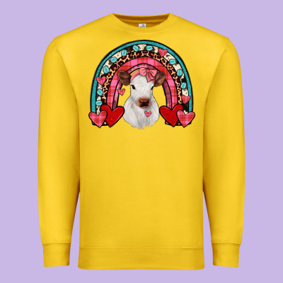 Valentines Heifer Rainbow Premium Sweatshirt Designed By Jahusdesignshop