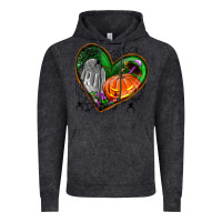 Vintage Black halloween heart with pumpkin Vintage Hoodie - BundleAndBundleShop