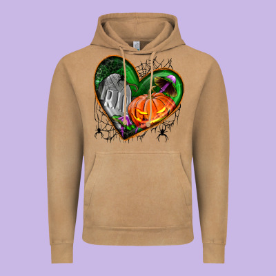 Halloween Heart With Pumpkin Vintage Hoodie Designed By Bundleandbundleshop