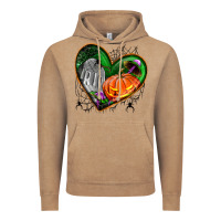 Vintage Coffee halloween heart with pumpkin Vintage Hoodie - BundleAndBundleShop