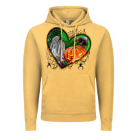 Vintage Mustard halloween heart with pumpkin Vintage Hoodie - BundleAndBundleShop