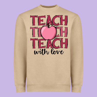 Teach With Love Heavyweight Sweatshirt Designed By Jahusdesignshop