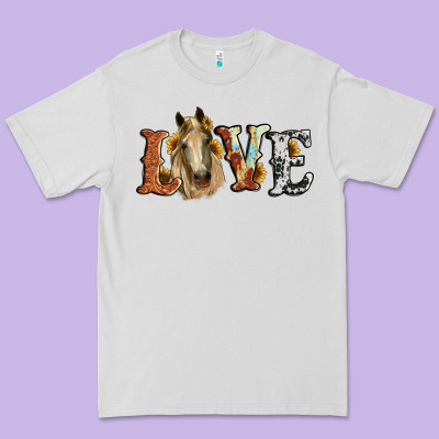 Love Horse Sunflower Premium Tee Designed By Ranaportraitstore
