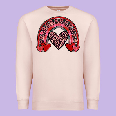 Valentines Heart Rainbow Premium Sweatshirt Designed By Jahusdesignshop