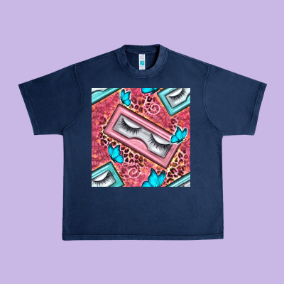 Cosmetic Fake Eyelashes And Butterfly With Leopard Seamless Pattern Bb Urban Heavy Tee Designed By Bundleandbundleshop