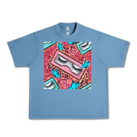 Pebble Blue cosmetic fake eyelashes and butterfly with leopard seamless pattern bb Urban Heavy Tee - BundleAndBundleShop