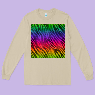 Colorful Zebra Seamless Pattern Long Sleeve Tee Designed By Bundleandbundleshop
