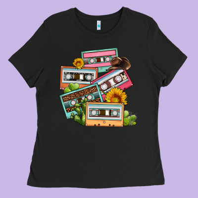 90s Country Caassette Tapes Ladies Tee Designed By Oliviacreatesart