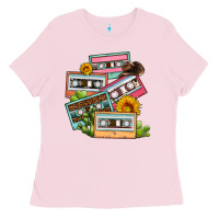 Bubblegum Pink 90s country caassette tapes Ladies Tee - OliviaCreatesArt