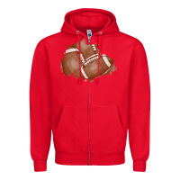 Red football patch Zipper Hoodie - AdoDesignShop