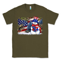 Army Green Patriotic snowman background 4th of july Classic Tee - HowdyJamesFarm