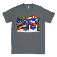 Charcoal Heather Patriotic snowman background 4th of july Classic Tee - HowdyJamesFarm