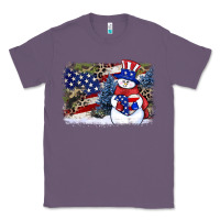 Lavender Patriotic snowman background 4th of july Classic Tee - HowdyJamesFarm