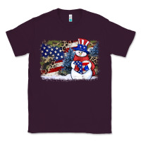 Plum Patriotic snowman background 4th of july Classic Tee - HowdyJamesFarm