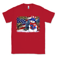 Red Patriotic snowman background 4th of july Classic Tee - HowdyJamesFarm