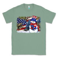 Sage Patriotic snowman background 4th of july Classic Tee - HowdyJamesFarm