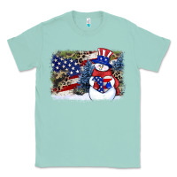 Seafoam Patriotic snowman background 4th of july Classic Tee - HowdyJamesFarm